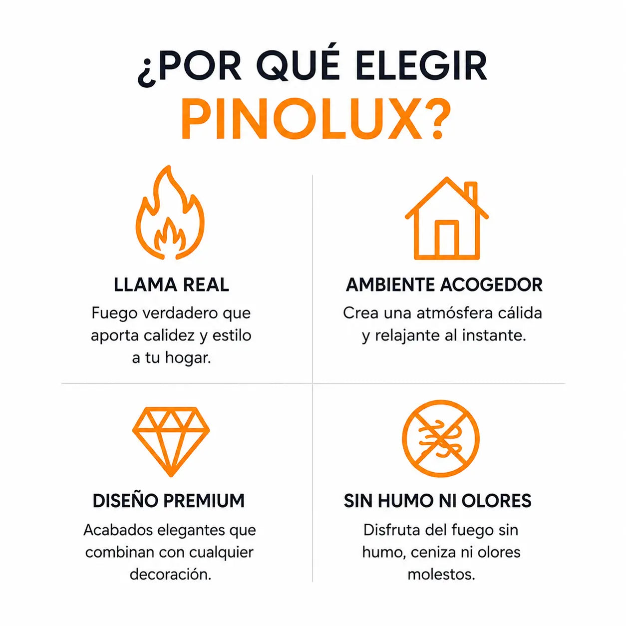 Chimenea cuadrada en madera natural